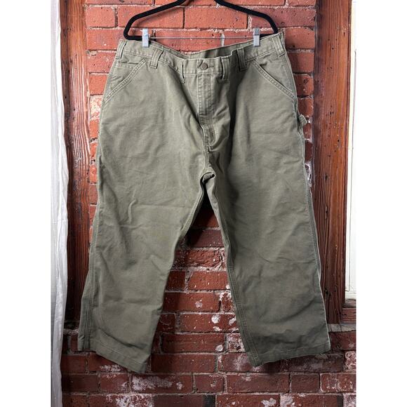 Carhartt Relaxed Fit 100% Cotton Utility Work Pants in Olive Green 46 x 30 - Picture 1 of 10